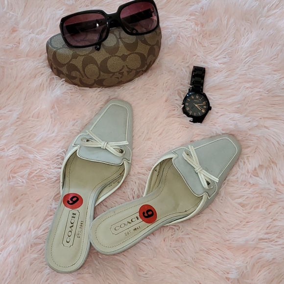 Coach Shoes - COACH - LIGHT BLUE VELVET MULES